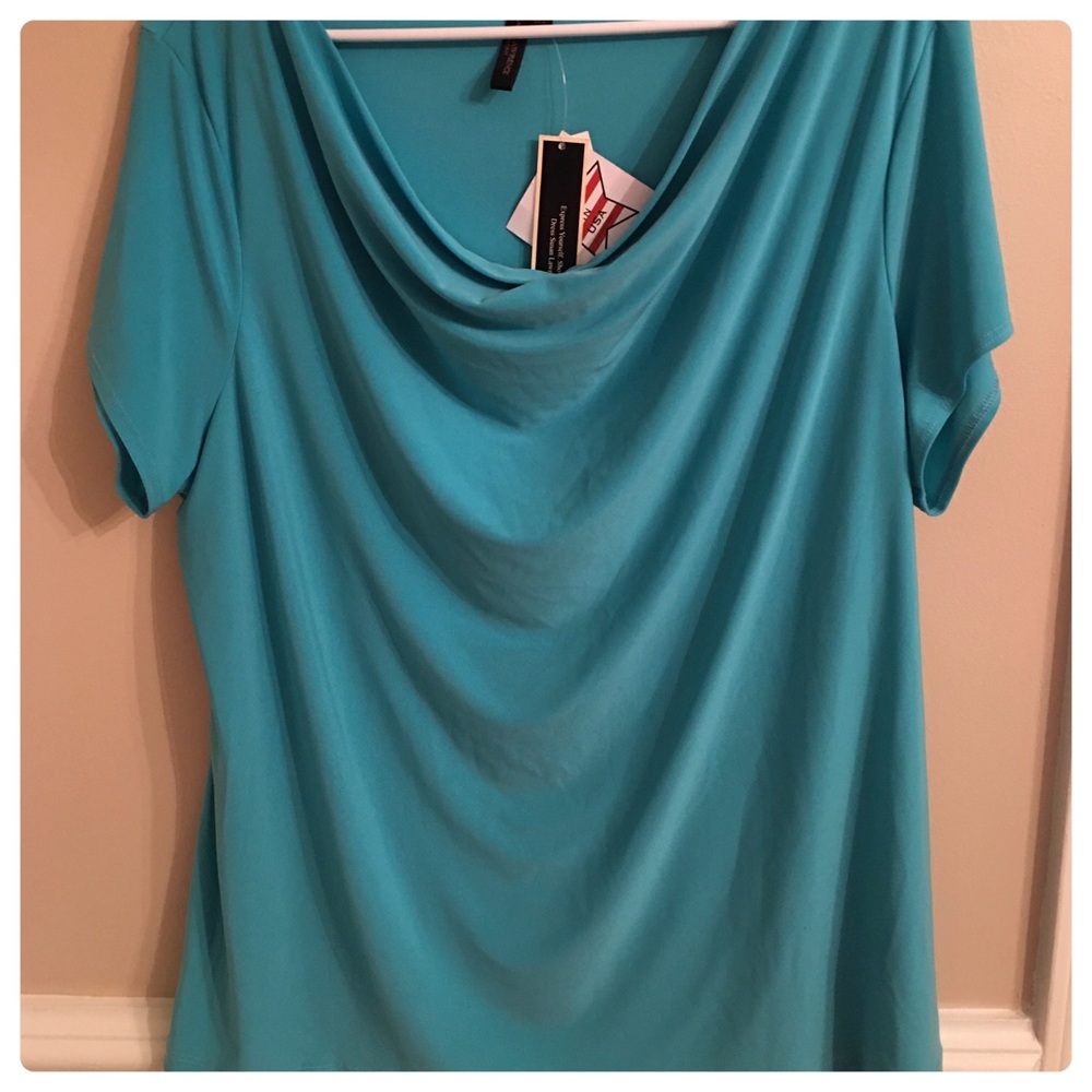 Teal Silky Short Sleeve Blouse